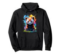Red Panda Illustration with Soft Splash Elements Pullover Hoodie