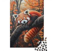 Red Panda in Autumn Forest 1000-Piece Adult Jigsaw Puzzle, 38x26cm/1000pcs, A Relaxed Project for Colder Days; Clean White Card Pieces for Sorting