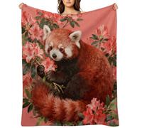 Red Panda in Azalea Flannel Throw Blanket Super Soft Lightweight Throw Blanket Fuzzy Comfy Flannel Blankets Warm Plush Throw Blankets for Couch Sofa Bed 30"x40"