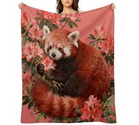Red Panda in Azalea Flannel Throw Blanket Super Soft Lightweight Throw Blanket Fuzzy Comfy Flannel Blankets Warm Plush Throw Blankets for Couch Sofa Bed 60"x80"