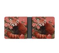 Red Panda in Azalea Wallet for Men Slim Wallets for Men Small Wallets Woman Leather Card Holder Wallet