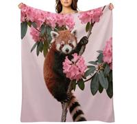 Red Panda in Azaleas Flannel Throw Blanket Super Soft Lightweight Throw Blanket Fuzzy Comfy Flannel Blankets Warm Plush Throw Blankets for Couch Sofa Bed 40"x50"