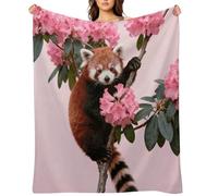 Red Panda in Azaleas Flannel Throw Blanket Super Soft Lightweight Throw Blanket Fuzzy Comfy Flannel Blankets Warm Plush Throw Blankets for Couch Sofa Bed 30"x40"