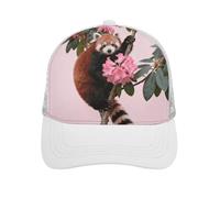 Red Panda in Azaleas Men’s Baseball Cap Hat Hip-Hop Hats Water Resistant UPF 50 Lightweight Men’s Hat, White, One size