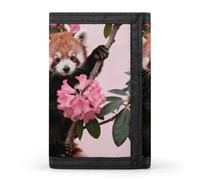 Red Panda in Azaleas Slim Wallet Trifold Wallet Credit Card Holder Wallets Stylish Money Clip for Men Women
