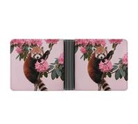 Red Panda in Azaleas Wallet for Men Slim Wallets for Men Small Wallets Woman Leather Card Holder Wallet