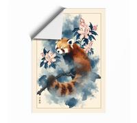 Red Panda in Bloom Botanical Unframed Wall Art Print A1 (84.1×59.4cm), Wall Decor for Living Room, Bedroom, Office & Home, Art Gift
