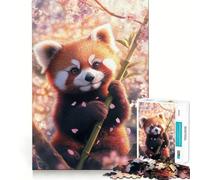 Red Panda in Cherry Blossoms 1000 Piece Jigsaw Puzzles for Teenagers Jigsaw Enhance Memory Cozy Relax Firm Cut Festive Gift (38x26cm)