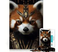 Red Panda in Gold Jigsaw Puzzles for Adults1000 Piece Brain Teaser Home Leisure Image Assembly Birthday Gift (38x52cm)