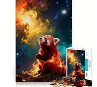 Red Panda in Space with Fire 1000 Piece Jigsaw Puzzles for Adults Jigsaw Recall Boost Mental Relax Smooth Cut Birthday Gift (38x52cm)