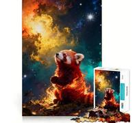 Red Panda in Space with Fire 1000 Piece Jigsaws for Teenagers Puzzle Smart Game Group Play Image Assembly Wall Art Decor (50x75cm)
