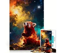 Red Panda in Space with Fire Jigsaw Puzzles 1000 Piece for Adults Smart Reason Toy Casual Fun Smooth Edge Wall Art Decor (38x26cm)