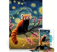 Red Panda in Starry Night Style 1000 Piece Jigsaw Puzzles for Teenagers Jigsaw Wise Think Toy Relax Time Clear Cut Festival Gift (50x75cm)