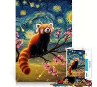 Red Panda in Starry Night Style 1000 Pieces Jigsaw Puzzles for Adults Fine Logic Toy Leisure Time Neat Edge Art Collectible (38x52cm)