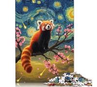 Red Panda in Starry Night Style Puzzles 500 Pieces Puzzle Adult Jigsaw Puzzle Home Decoration Puzzle Toys 500pcs (52x38cm)