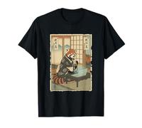 Red Panda IT Guy Laptop Lifestyle w Boba Tea Ukiyo-e T-Shirt