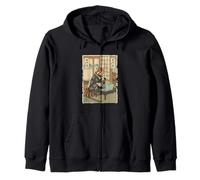 Red Panda IT Guy Laptop lifestyle w Boba Tea Ukiyo-e Zip Hoodie