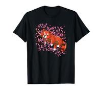 Red Panda Japanese Cherry Flower T-Shirt