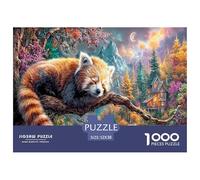 Red Panda Jigsaw Puzzles Puzzle for Adults Kids. 1000 Piece Mountain Stream Whimsical Challenge Toy Home Decoration for Gifts 52x38cm/1000pcs