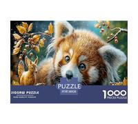 Red Panda Jigsaw Puzzles Puzzle for Adults Kids. 1000 Pieces Autumn Forest Whimsical Challenge Toy Home Decoration for Gifts 38x26cm/1000pcs
