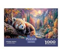 Red Panda Jigsaw Puzzles Puzzle for Adults Kids. 1000 Pieces Mountain Stream Impossible Challenge Toy Home Decoration for Adults& Kids Age 14 Years Up 70x50cm/1000pcs