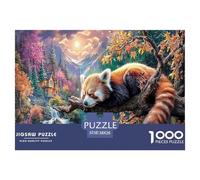 Red Panda Jigsaw Puzzles Puzzle for Adults Kids. 1000 Pieces Mountain Stream Impossible Challenge Toy Home Decoration for Adults& Kids Age 14 Years Up 38x26cm/1000pcs