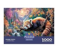 Red Panda Jigsaw Puzzles Puzzle for Adults Kids. 1000 Pieces Mountain Stream Whimsical Challenge Toy Home Decoration for Adults& Kids Age 14 Years Up 70x50cm/1000pcs