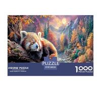 Red Panda Jigsaw Puzzles Puzzle for Adults Kids. 1000 Pieces Mountain Stream Whimsical Challenge Toy Home Decoration for Adults& Kids Age 14 Years Up 38x26cm/1000pcs