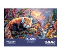 Red Panda Jigsaw Puzzles Puzzle for Adults Kids. 1000 Pieces Mountain Stream Whimsical Challenge Toy Home Decoration for Adults& Kids Age 14 Years Up 52x38cm/1000pcs