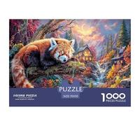 Red Panda Jigsaw Puzzles Puzzles for Adults Kids. 1000 Pieces Mountain Stream Impossible Challenge Toy Home Decoration for Gifts 70x50cm/1000pcs