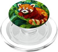 Red Panda Jungle Leaf Artwork PopSockets PopGrip for MagSafe