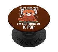 Red Panda K-Pop Music Lover Kawaii Anime Style Headphones PopSockets Adhesive PopGrip