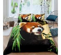 Red Panda King Duvet Cover Set 3D Printed Cute Animals Bedding Set Ultra Soft Microfiber Quilt Cover 220x230 cm with 2 Pillowcases with Zipper for Boys Girls Teens a.1786