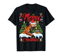 Red Panda Lights Xmas Tree Funny Santa Red Panda Christmas T-Shirt