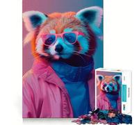 Red Panda Miami Portrait Jigsaw Puzzles 1000 Pieces for Teenagers Logic Train Toy Leisure Fun Smooth Cut (38x26cm)