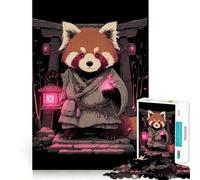 Red Panda Monk with Lantern Jigsaw Puzzles 1000 Piece for Adults Smart Reason Toy Casual Fun Smooth Edge Wall Art Decor (38x26cm)