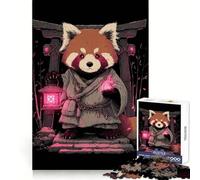 Red Panda Monk with Lantern Jigsaw Puzzles 1000 Piece for Adults Smart Reason Toy Casual Fun Smooth Edge Wall Art Decor (50x75cm)