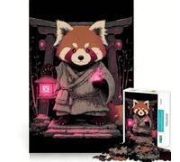Red Panda Monk with Lantern Jigsaw Puzzles 1000 Piece for Adults Smart Reason Toy Casual Fun Smooth Edge Wall Art Decor (50x75cm)