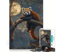 Red Panda Moon Tree Night 1000 Piece Jigsaw Puzzles for Adults Teenagers Intellect Toy Home Enjoy Quality Cut Classic Gift (50x75cm)