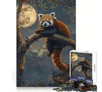 Red Panda Moon Tree Night 1000 Piece Jigsaw Puzzles for Adults Teenagers Intellect Toy Home Enjoy Quality Cut Classic Gift (50x75cm)