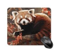 Red Panda Mouse Pad Cute Square Mouse Mat Leather Non-Slip Rubber Base Mousepad Waterproof Computer Mouses Pad for Laptop Wireless Mouses Keyboard Home Office 25 * 30cm