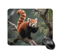 Red Panda Mouse Pad Cute Square Mouse Mat Leather Non-Slip Rubber Base Mousepad Waterproof Computer Mouses Pad for Laptop Wireless Mouses Keyboard Home Office 20 * 25cm