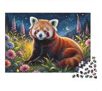 Red Panda Night Garden Jigsaw Puzzles Puzzle for Adults Kids. 1000 Piece Whimsical Challenge Toy Educational Game Home Decoration for Adults& Kids Age 14 Years Up 38x26cm/1000pcs