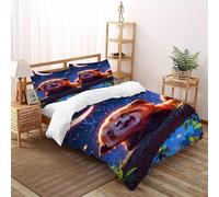 Red Panda Night Sky Bedding Set Theme Bedspread Animal Themes Wildlife Duvet Cover Set 3 Pieces Chic Breathable Comforter Cover Universal for All Seasons with Pillowcase Super King(260x220cm)