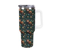 Red Panda Nighttime Tree 40 Oz Tumbler Car Cup with Handle Insulated Cups Large Capacity Coffee Mug Water Bottle