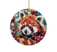 Red Panda Noel Xmas Tree Hanging With Ribbon Remembrance Ornament Ceramic Crimbo Ornaments