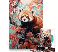 Red Panda on A Tree Jigsaw Puzzles 1000 Pieces for Adults Strengthen Recall Calm Mind Quality Edge Warm Surprise (38x26cm)