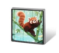 Red Panda on Bamboo Brooch Pins Aluminum Alloy Lapel Pins for Men Women Badge Button Decorative Jewelry Charms for Hats Bags Backpacks Suits Shirts Scarves Clothing Accessories Gift