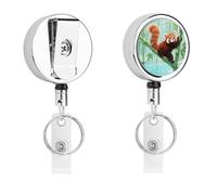Red Panda on Bamboo Retractable Work Badge Holder Keychain Badge Reel 24.4" Cord & 360° Swivel Alligator Clip Heavy Duty Id Name Tag Holder for Nurses Doctors Teachers Office Workers