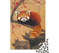Red Panda on Tree Branch 1000-Piece Adult Jigsaw Puzzle, 38x26cm/1000pcs, for Calm Hands-on Time after Work; White Cardboard with Reduced Dust